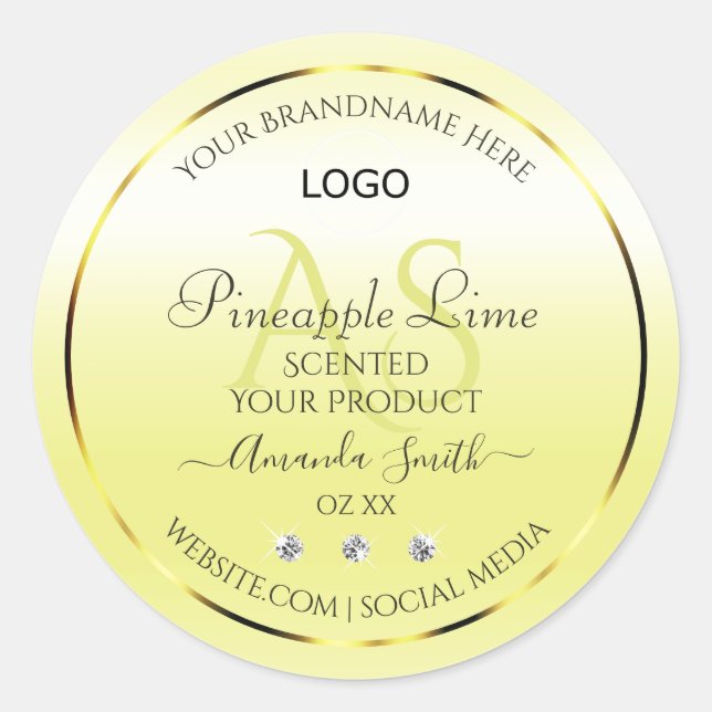 Modern Yellow Product Labels Jewels Monogram Logo (Front)
