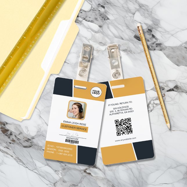 Modern Yellow Professional Employee Photo ID ID Badge (Creator Uploaded)