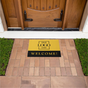 Modern Yellow Promotional Business Logo Door Mat