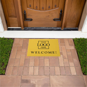 Modern Yellow Promotional Business Logo Door Mat