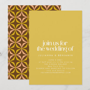 Modern Yellow Retro Aesthetic Chic Wedding  Invitation