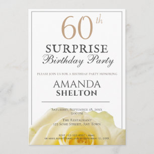 Modern Yellow Rose 60th Surprise Birthday Party Invitation