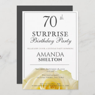 Modern Yellow Rose 70th Surprise Birthday Party Invitation