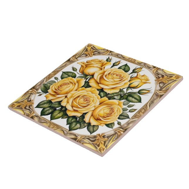 Modern Yellow Rose Beautiful Collection Tile (Side)