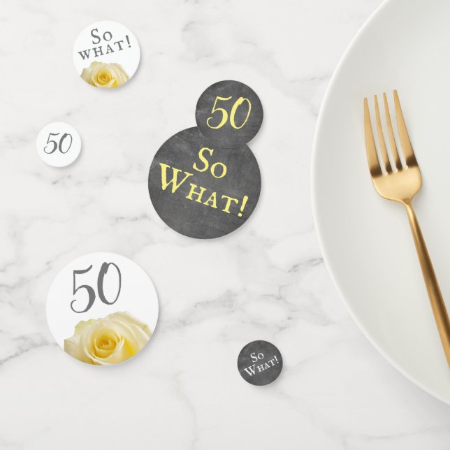 Modern Yellow Rose Chalkboard 50th Birthday Floral Confetti (Group)