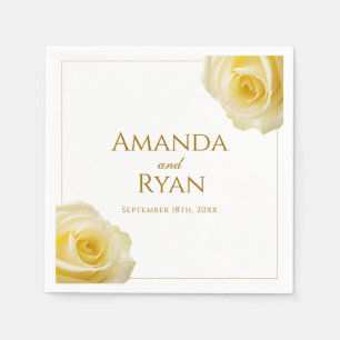Modern Yellow Rose Floral Wedding Napkin