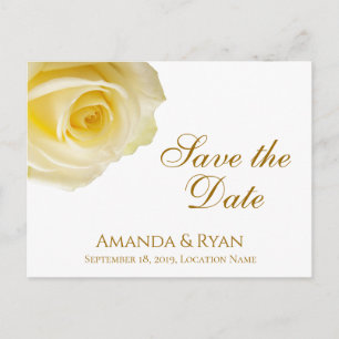 Modern Yellow Rose Floral Wedding Save the Date Announcement Postcard