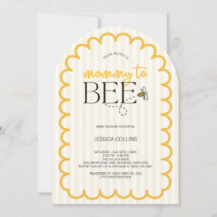 Modern Yellow Script Arch Mummy to Bee Baby Shower Invitation