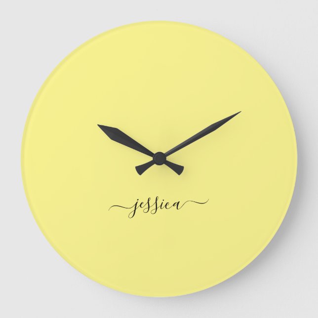 Modern yellow script name large clock (Front)