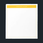 Modern Yellow Simple Border Name  Notepad<br><div class="desc">Modern Minimalist Notepad with Name. This simple design features your name at the top,  framed by a bright yellow block of colour and a delicate frame.</div>