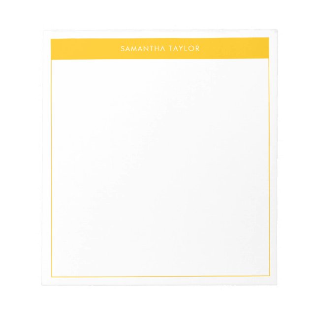 Modern Yellow Simple Border Name  Notepad (Front)