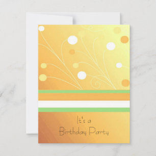 Modern Yellow Stripes and Dots Birthday Invitation