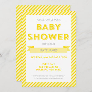 Modern Yellow Stripes Baby Shower Invitation
