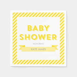 Modern Yellow Stripes Baby Shower Napkin