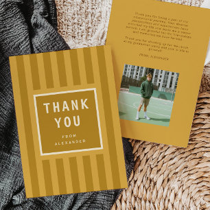 Modern Yellow Stripes Graduation Thank You Card