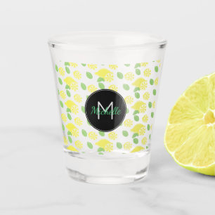 Modern Yellow Summer Fun Lemon Slices Green Shot Glass