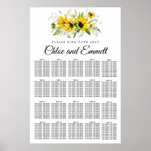 Modern Yellow Sunflower 20-Table Seating Chart