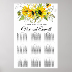 Modern Yellow Sunflower 9-Table Seating Chart