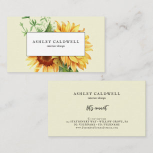 Modern Yellow Sunflower Business Card