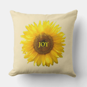 Modern Yellow Sunflower on Champagne Beige Cushion