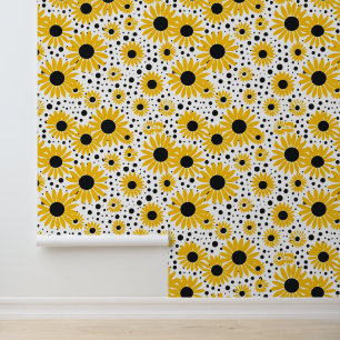 Modern yellow sunflower pattern wallpaper