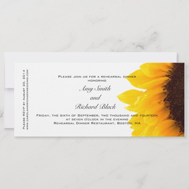 Modern Yellow Sunflower Rehearsal Dinner Invitation (Front)