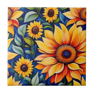 Modern Yellow Sunflower Tile