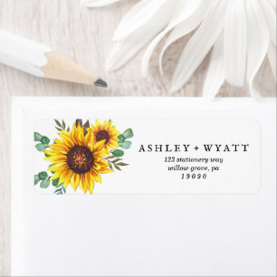 Modern Yellow Sunflower Wedding Return Address 