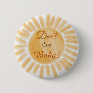 Modern Yellow Sunshine Don't Say Baby Shower Game 6 Cm Round Badge