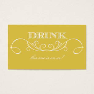 Modern Yellow Swirl Wedding Drink Ticket