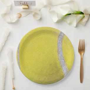 Modern Yellow Tennis Ball   Paper Plate