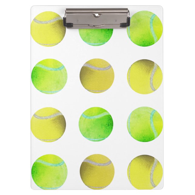 Modern Yellow Tennis Ball Pattern Player White   Clipboard (Front)