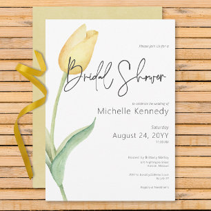 Modern Yellow Tulip Solo Bridal Shower Invitation