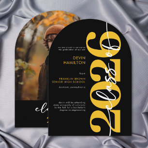 Modern Yellow Typography Arch Grad Announcement