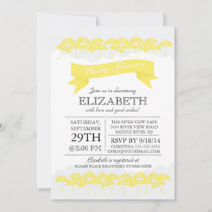 Modern Yellow Umbrella Neutral Baby Shower Invitation