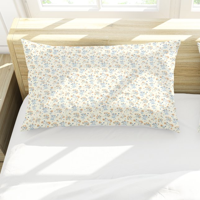 Modern Yellow Vintage Wildflower Pattern   Pillowcase (Modern Yellow Vintage Wildflower Pattern Pillow Case)