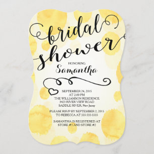Modern Yellow Watercolor Bridal Shower Invitation
