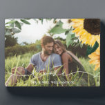 Modern Yellow Watercolor Sunflowers Photo Wedding Plaque<br><div class="desc">Celebrate your marriage with our special country style wedding sunflower photo plaque design. Our design features our hand-painted watercolor golden yellow sunflowers and natural greenery arranged to create this minimal elegant country-style design. Customize with your own special photo and name. All flowers are hand-painted by Moodthology Papery.</div>