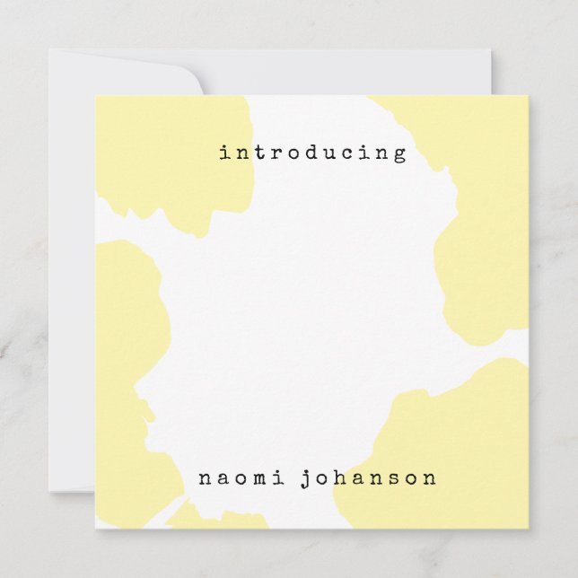Modern Yellow Watercolour Baby Announcement (Front)