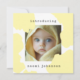Modern Yellow Watercolour Baby Announcement