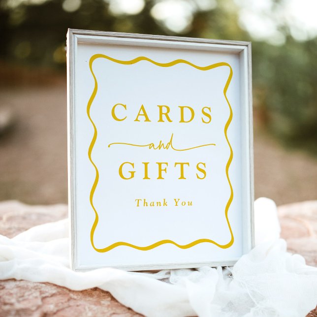Modern Yellow Wavy Frame Cards and Gifts Poster (Creator Uploaded)