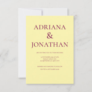 Modern Yellow Wedding Invitation - Customisable