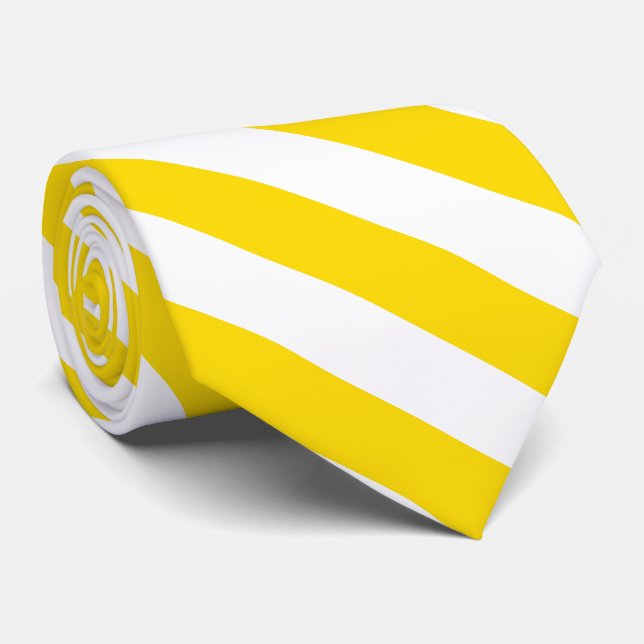 Modern Yellow White Striped Template Elegant Cool Tie (Rolled)