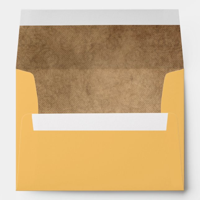 Modern Yellow With Brown Grunge Thanksgiving Envelope (Back (Bottom))