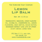 Modern yellow with green text lip balm tube label
