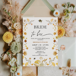 Modern Yellow Wreath Bride to Bee Bridal Shower Invitation