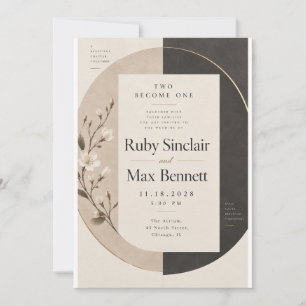 Modern Yin Yang Magnolia Wedding Invitation
