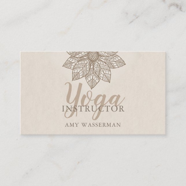 Modern Yoga Instructor Lotus Flower Business Card (Front)