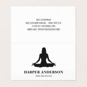 Modern Yoga Instructor Minimal Black Silhouette Business Card