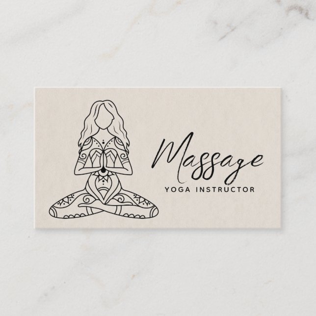 Modern Yoga Instructor Script Yoga Business Card (Front)
